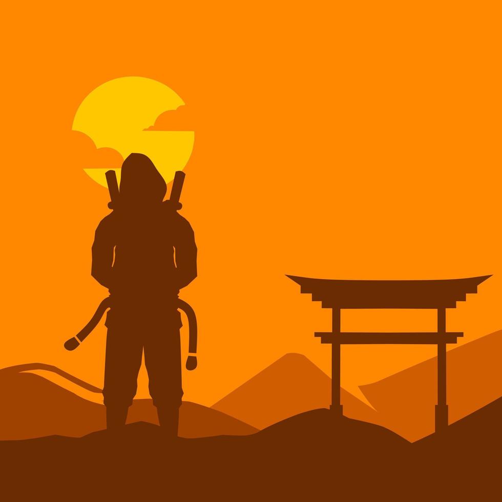samuraj japan svärd riddare vektor logotyp färgrik design. isolerat bakgrund för t-shirt, affisch, Kläder, varor, kläder, bricka design.