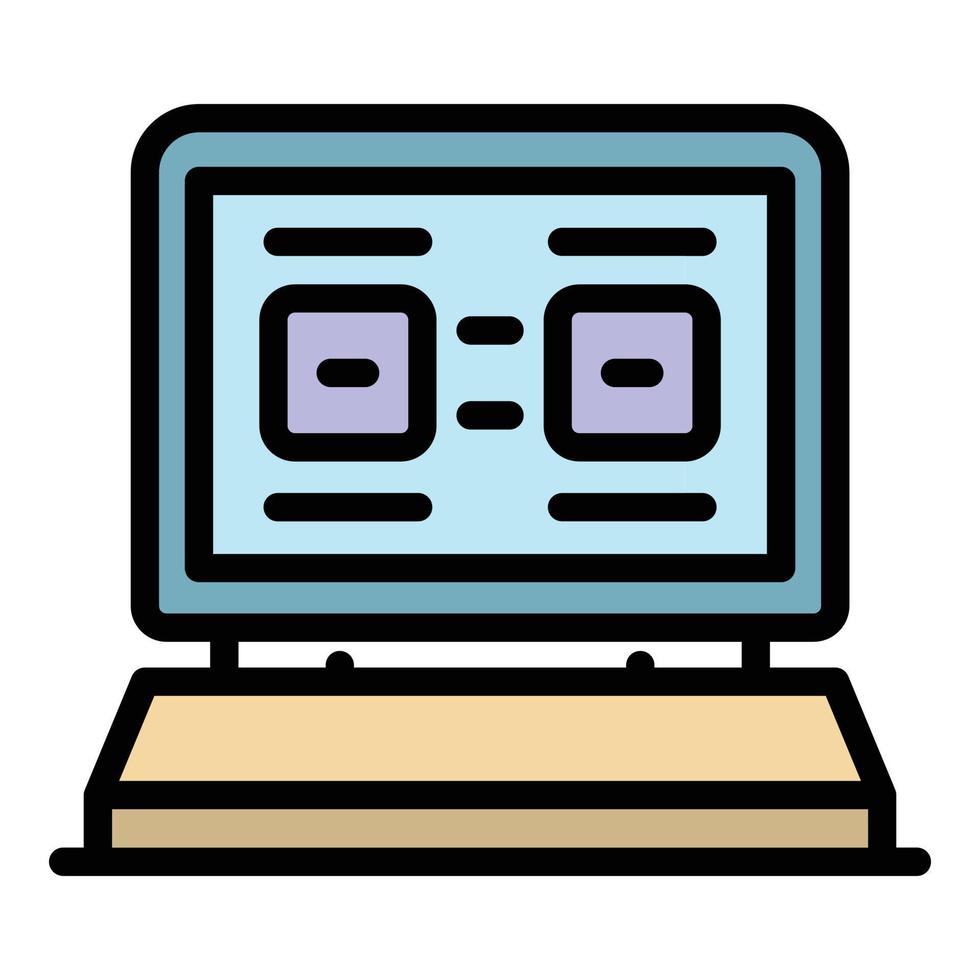 Online-App-Lernsymbol Farbumrissvektor vektor