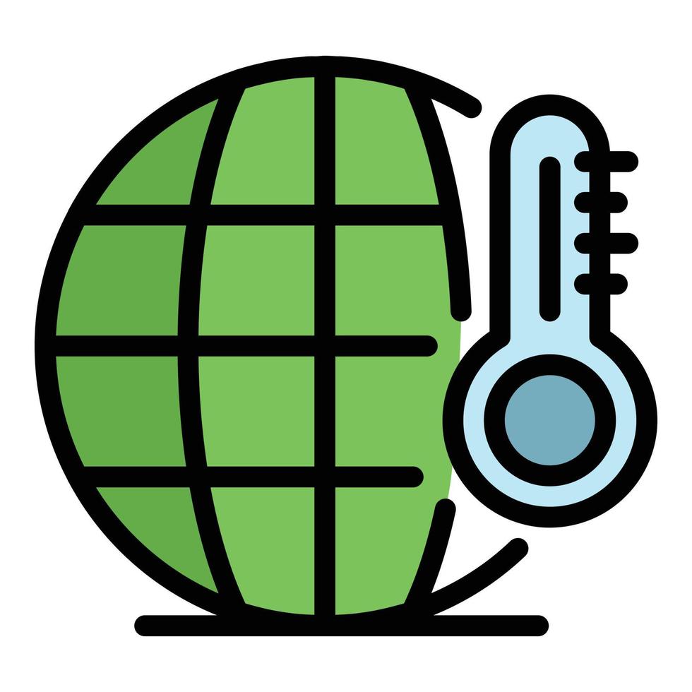 Farbe des Umrissvektors für das Symbol der globalen warmen Temperatur vektor