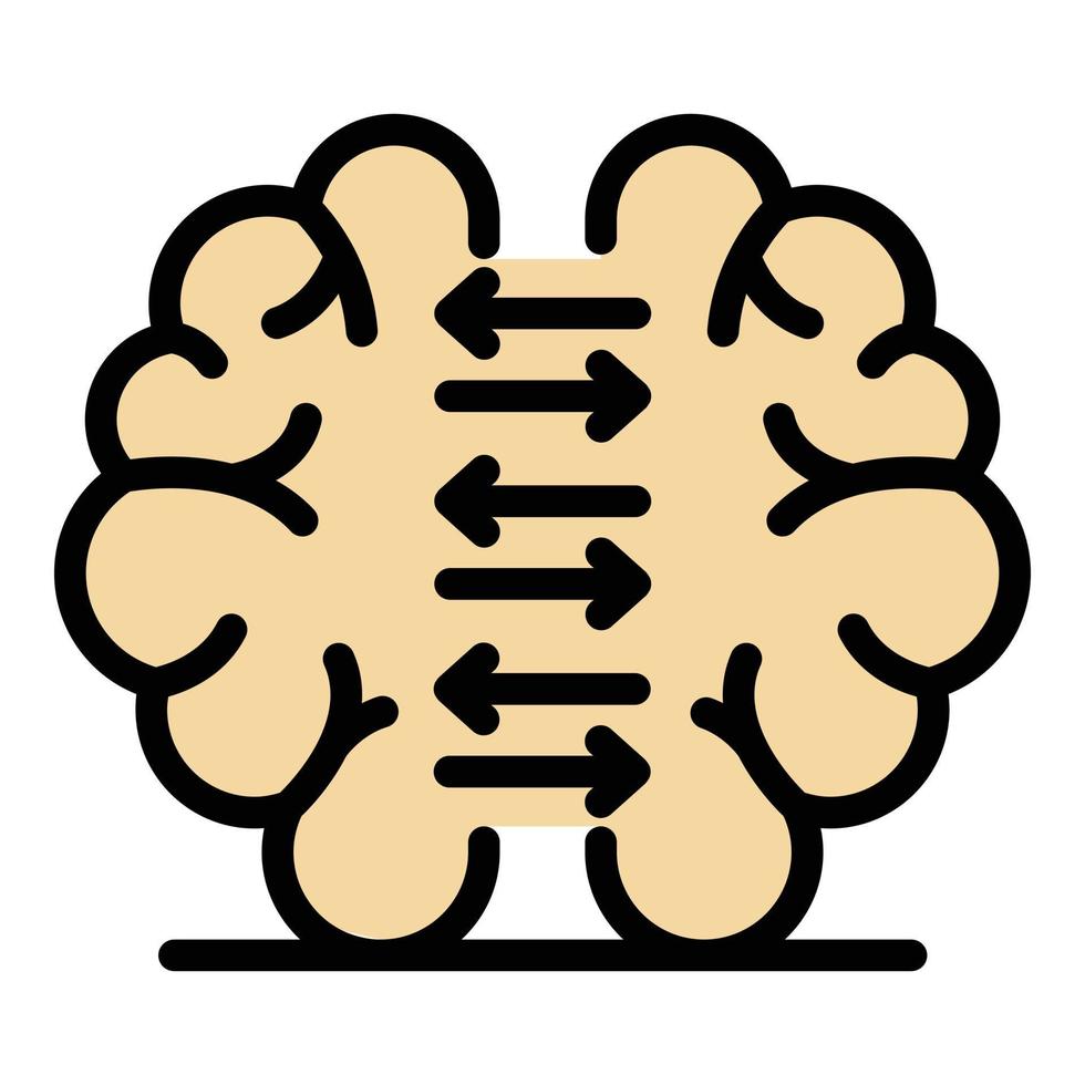 Gehirn Fremdsprachenstudium Symbol Farbe Umriss Vektor