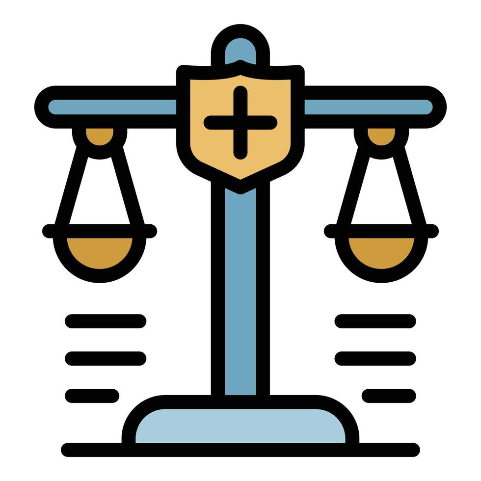Polizei Richter Balance Symbol Farbe Umriss Vektor