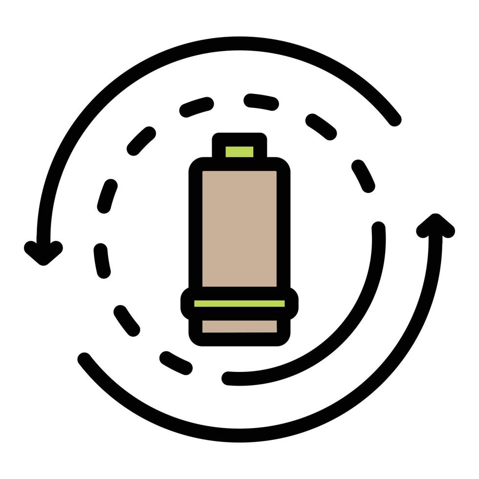 återvinning batterier ikon Färg översikt vektor