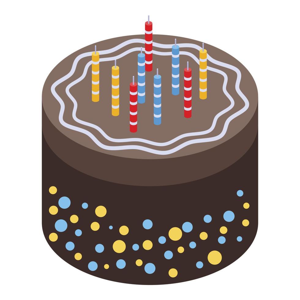 årsdag födelsedag kaka ikon, isometrisk stil vektor