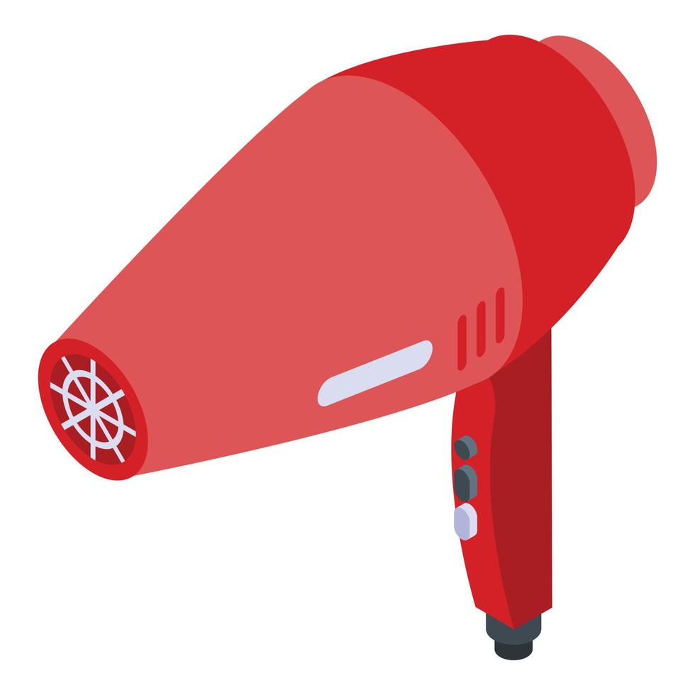 röd hår torktumlare ikon, isometrisk stil vektor