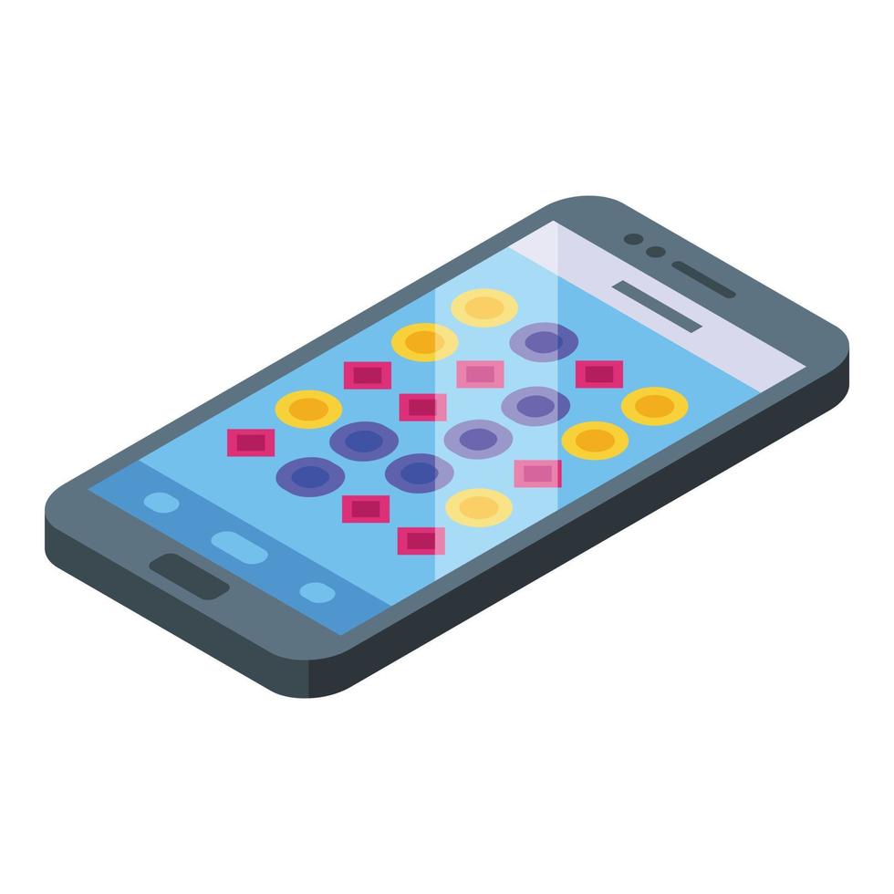 Isometrischer Vektor des Smartphone-Spieltestsymbols. Handy