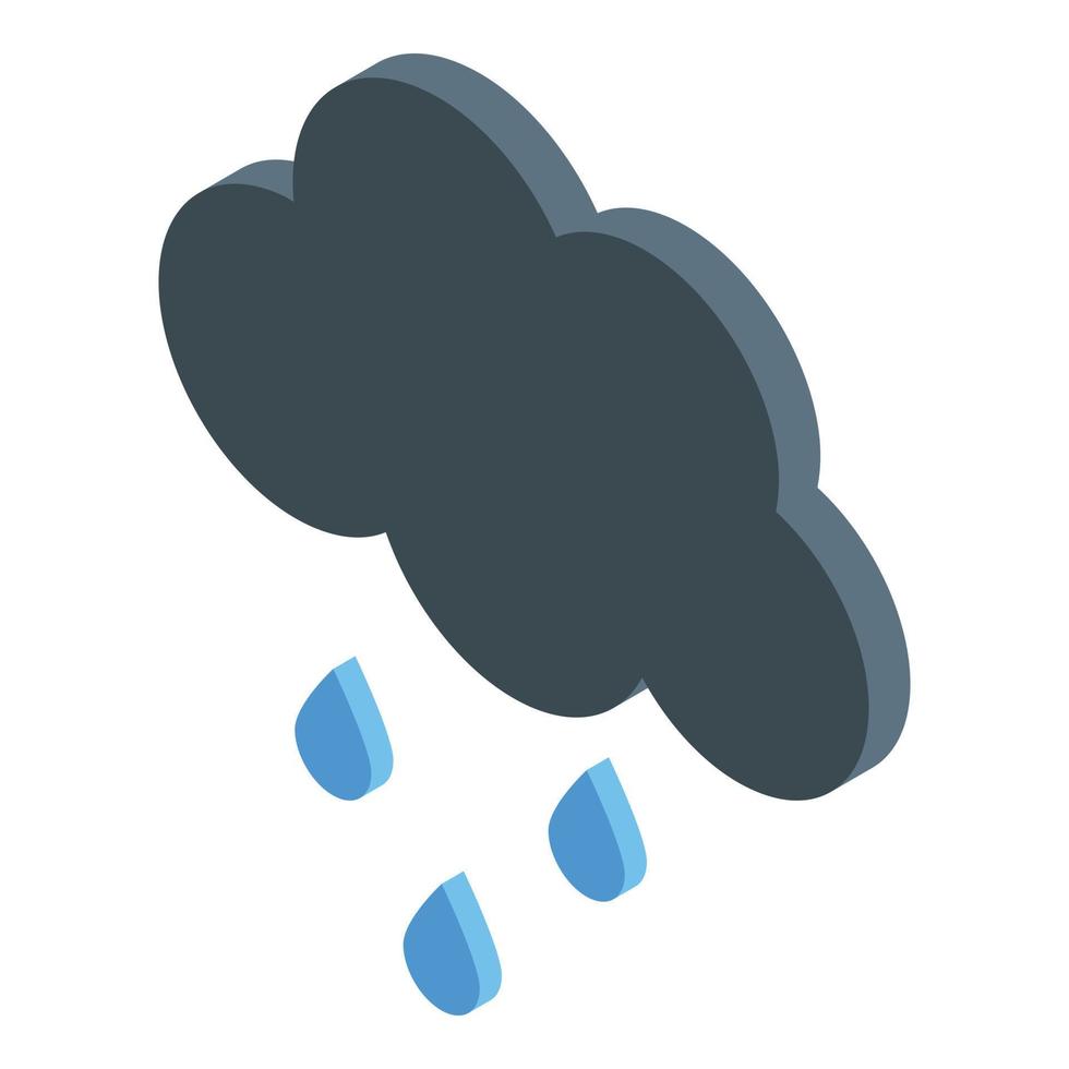 Isometrischer Vektor des schwarzen Regenwolkensymbols. Regenwind