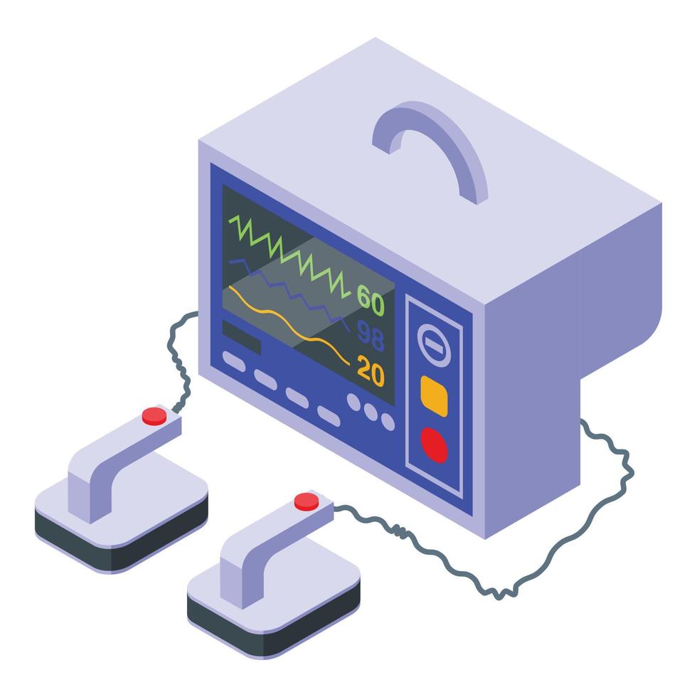 isometrischer vektor des defibrillator-hilfesymbols. Herz