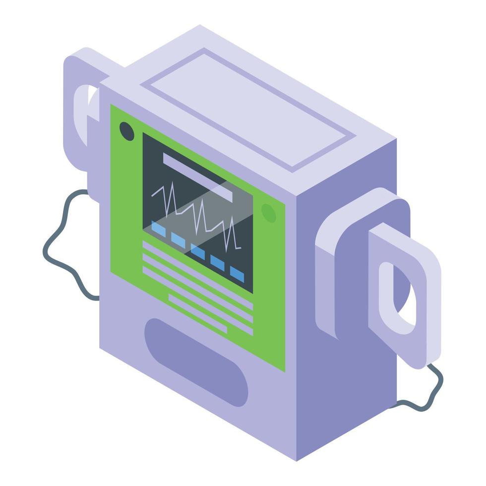 Krankenhaus Defibrillator Symbol isometrischer Vektor. Herz-HLW vektor