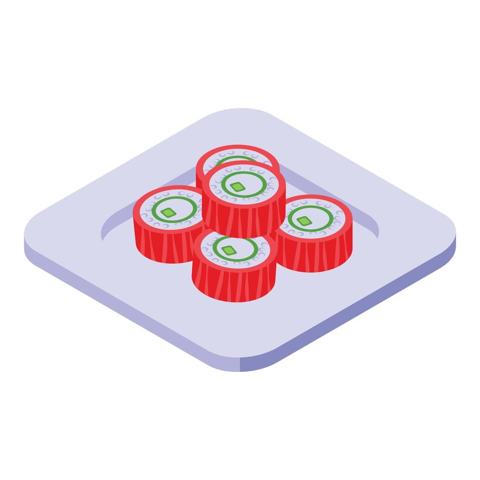 isometrischer vektor der roten fisch-sushi-ikone. japanisches Essen