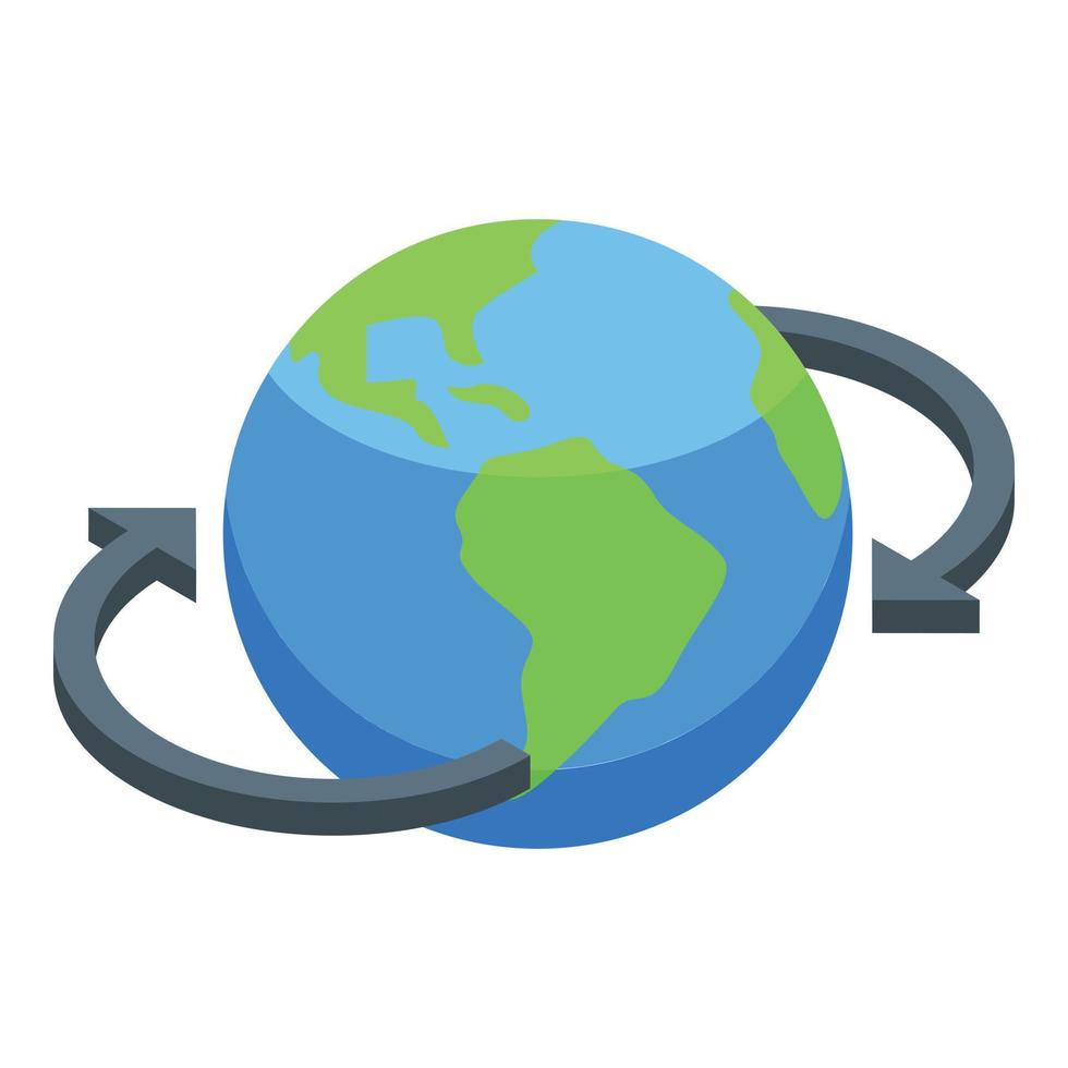 Isometrischer Vektor des Globusrotationssymbols. Welt Erde