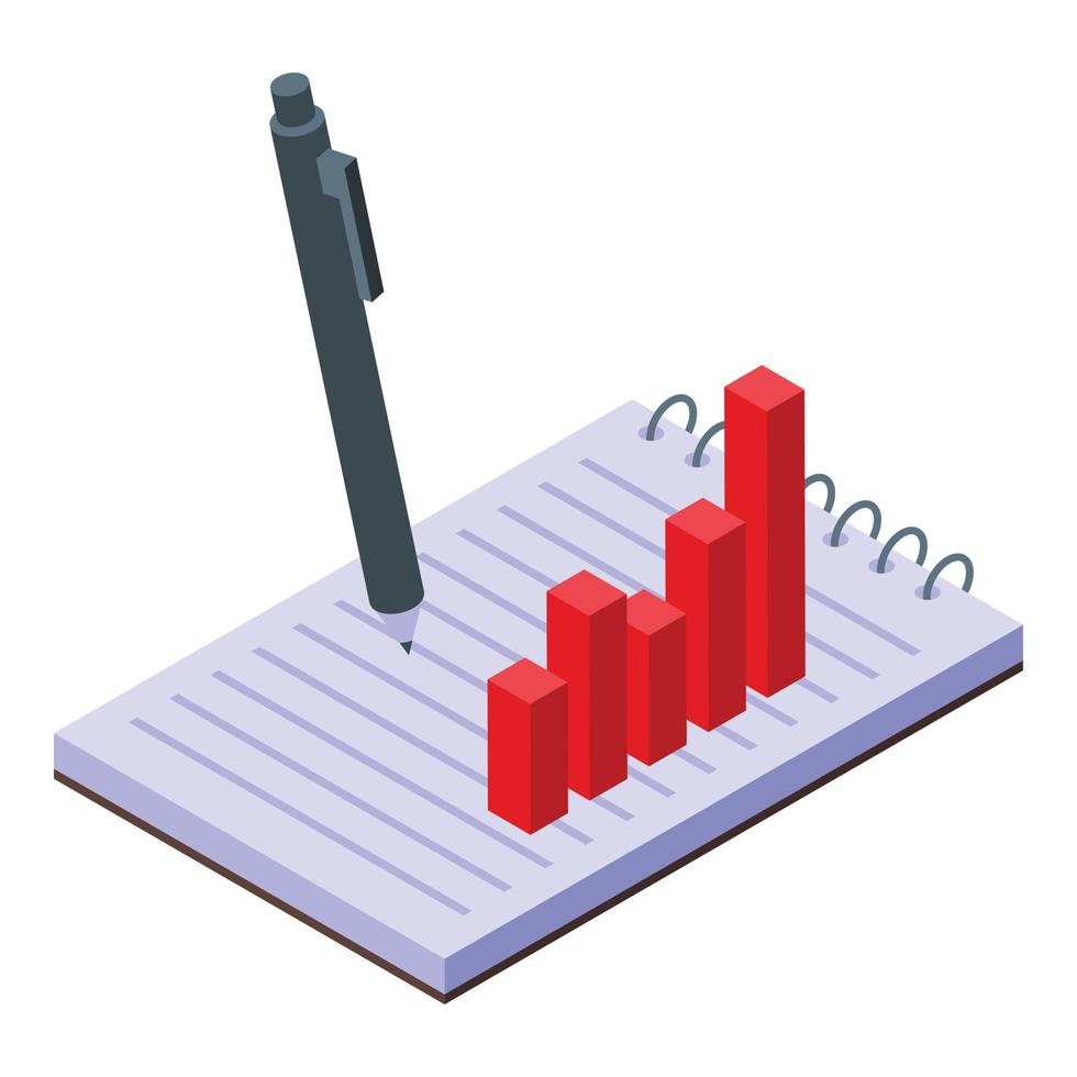 Bildungs-Workflow-Notebook-Symbol, isometrischer Stil vektor