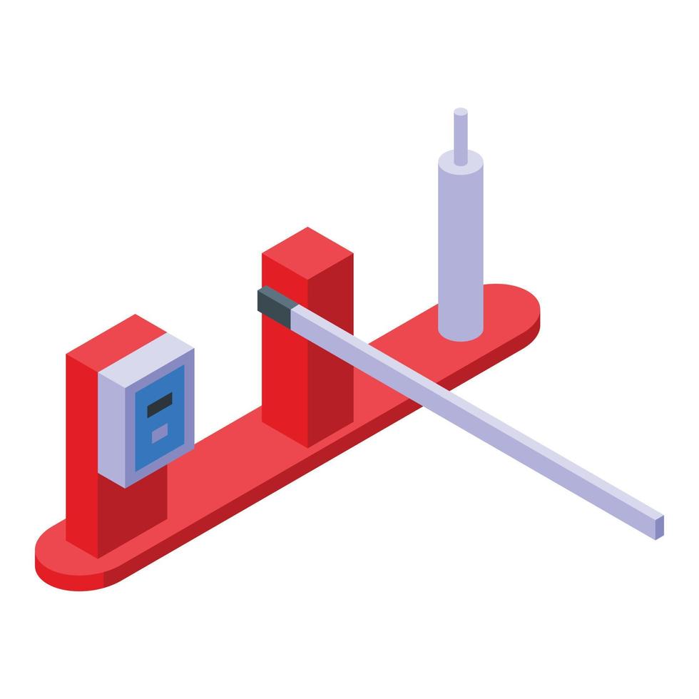 Symbol für kostenpflichtige Parkschranke, isometrischer Stil vektor