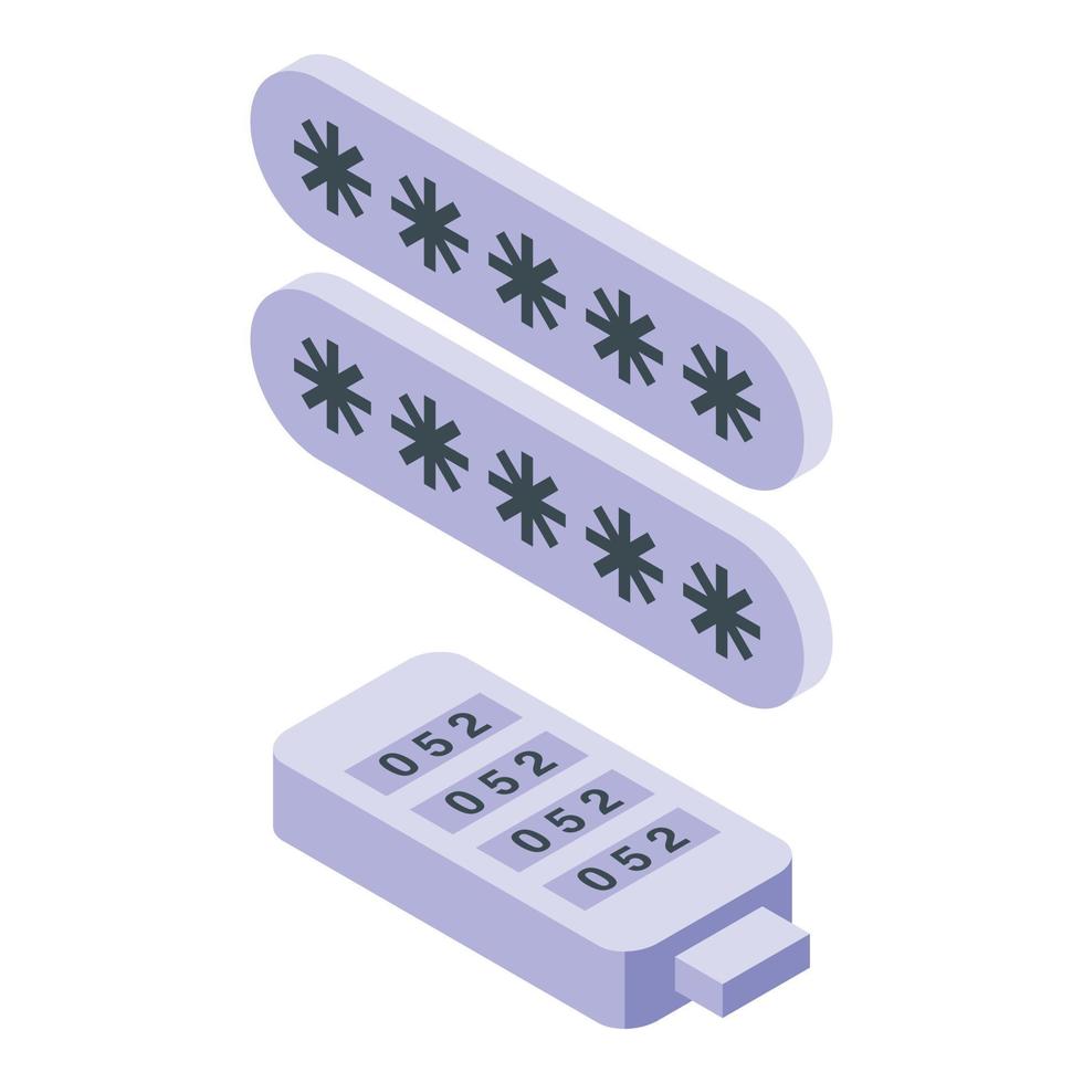 USB-Stick-Passwortschutz-Symbol, isometrischer Stil vektor