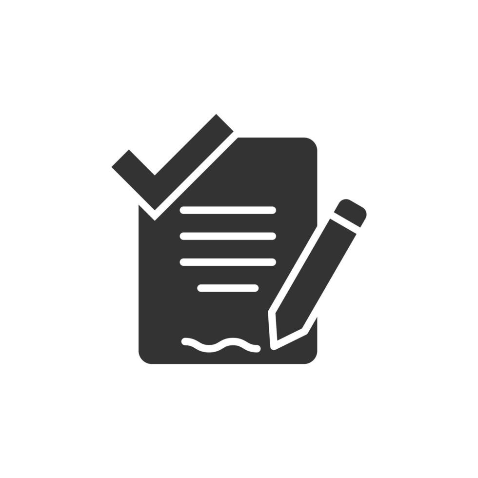 Dokument-Checklisten-Symbol im flachen Stil. Berichtsvektorillustration auf weißem getrenntem Hintergrund. Papierblatt Geschäftskonzept. vektor
