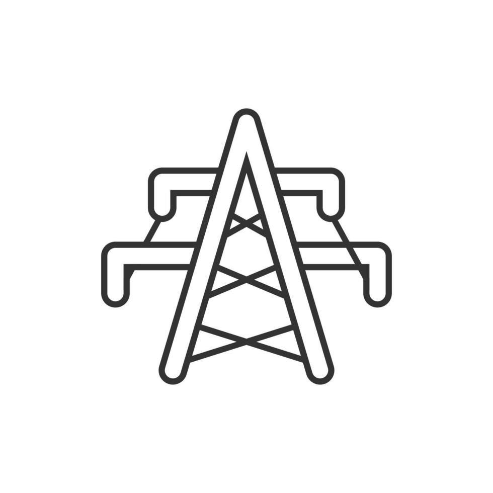 Elektroturm-Symbol im flachen Stil. Kraftwerk-Vektor-Illustration auf weißem Hintergrund isoliert. Geschäftskonzept für Hochspannungszeichen. vektor