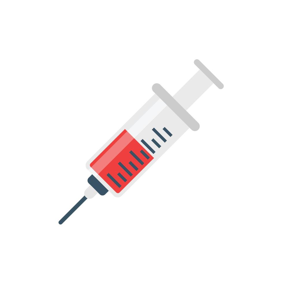 Spritzensymbol im flachen Stil. Coronavirus-Impfstoff-Injektionsvektorillustration auf isoliertem Hintergrund. Covid-19 Impfzeichen Geschäftskonzept. vektor