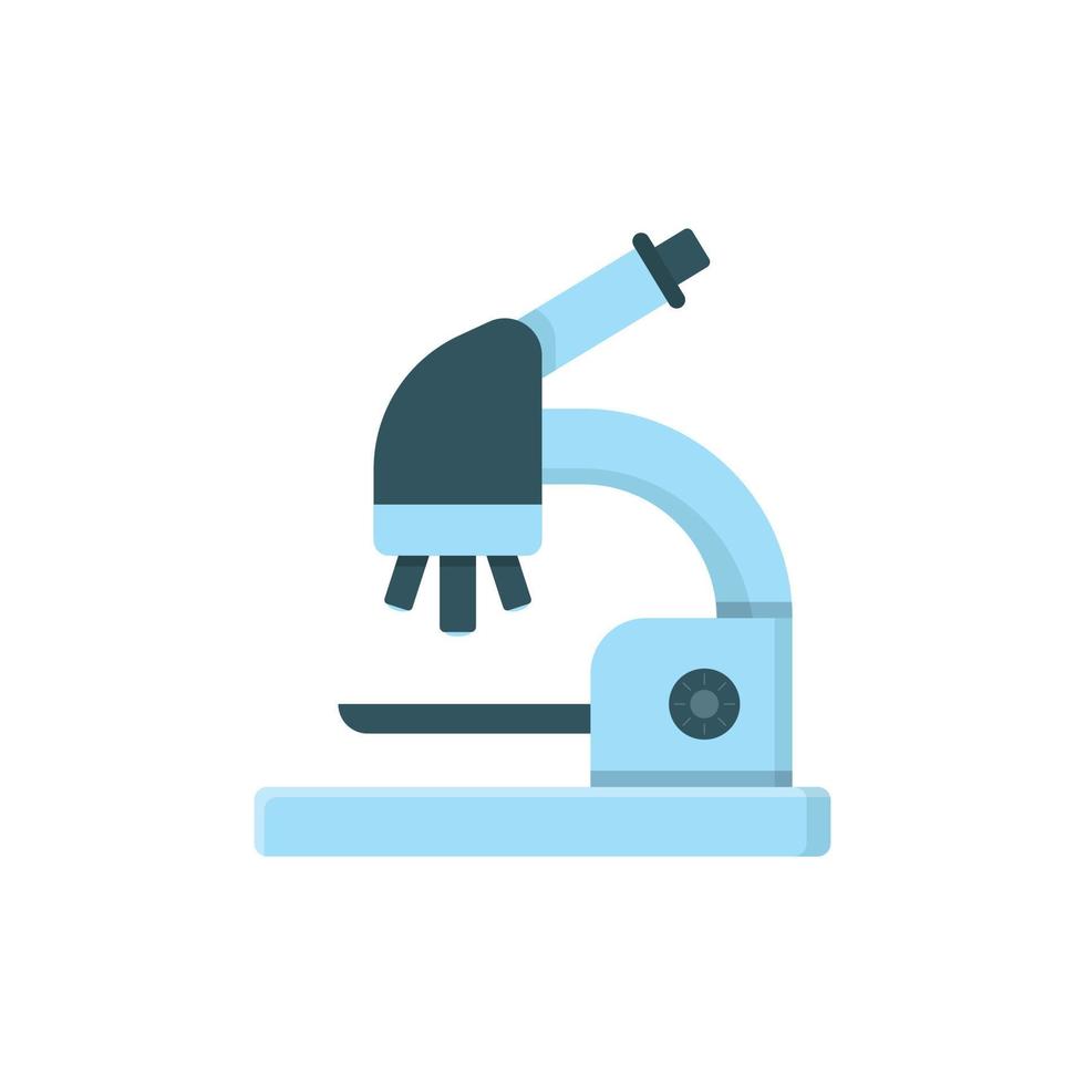 mikroskop ikon i platt stil. laboratorium förstoringsglas vektor illustration på isolerat bakgrund. biologi instrument tecken företag begrepp.