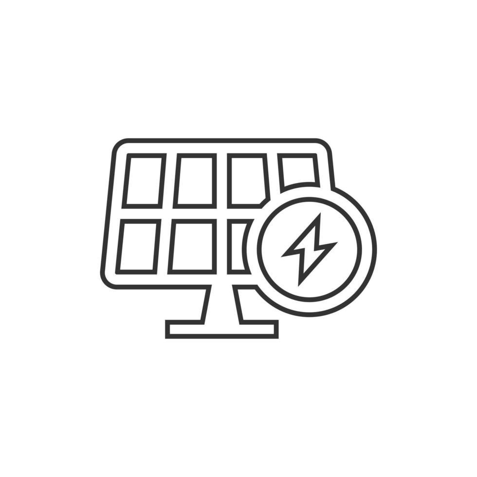 sol- panel ikon i platt stil. ekologi energi vektor illustration på vit isolerat bakgrund. elektriker tecken företag begrepp.