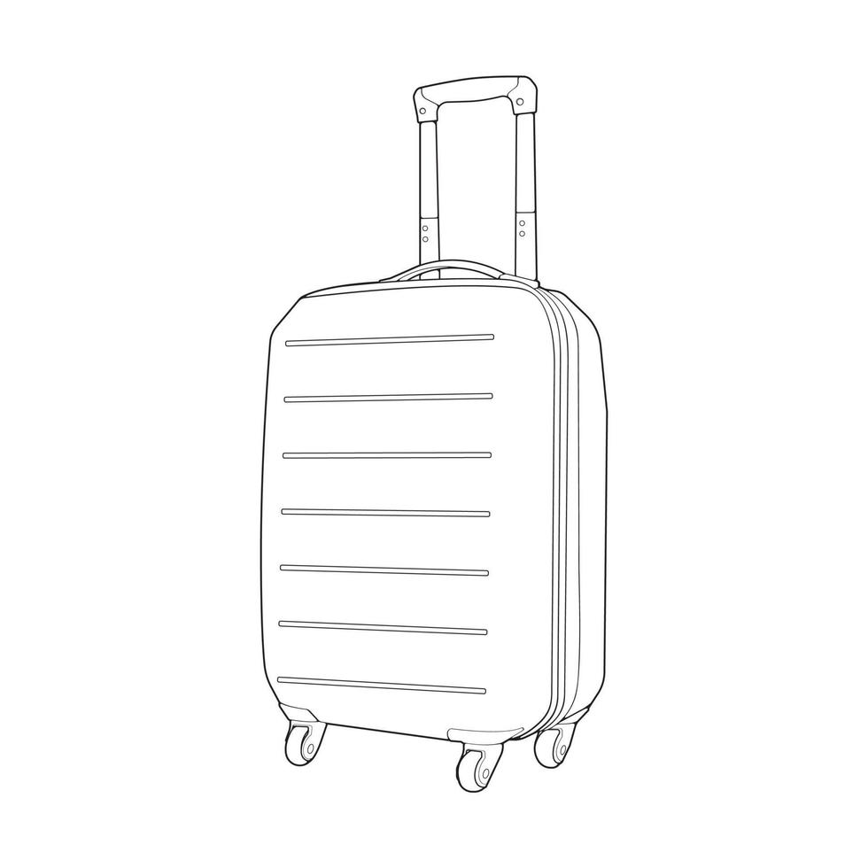 resväska isolerat översikt. vektor översikt för färg bok. vektor illustration resväska på vit bakgrund.