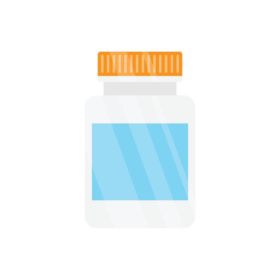 Tablettenfläschchen-Symbol im flachen Stil. medizinische Kapseln, Vektorgrafik auf weißem, isoliertem Hintergrund. Apotheke Zeichen Geschäftskonzept. vektor