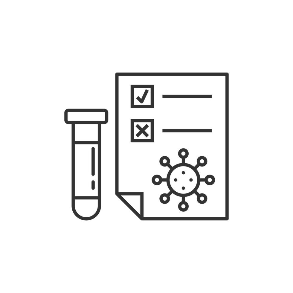 Coronavirus-Testsymbol im flachen Stil. Covid-19-Vektorillustration auf isoliertem Hintergrund. Geschäftskonzept für medizinische diagnostische Zeichen. vektor