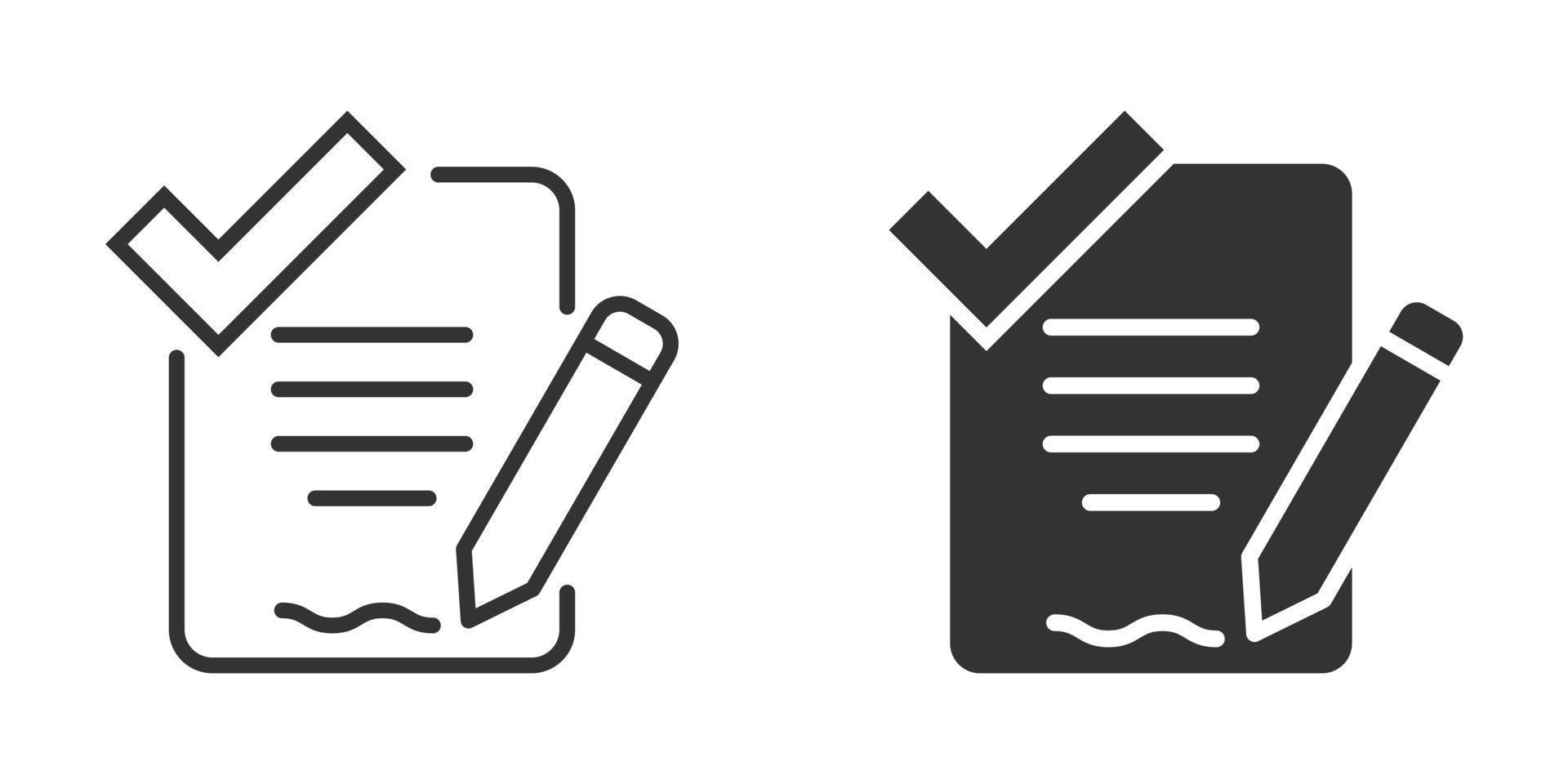 Dokument-Checklisten-Symbol im flachen Stil. Berichtsvektorillustration auf weißem getrenntem Hintergrund. Papierblatt Geschäftskonzept. vektor