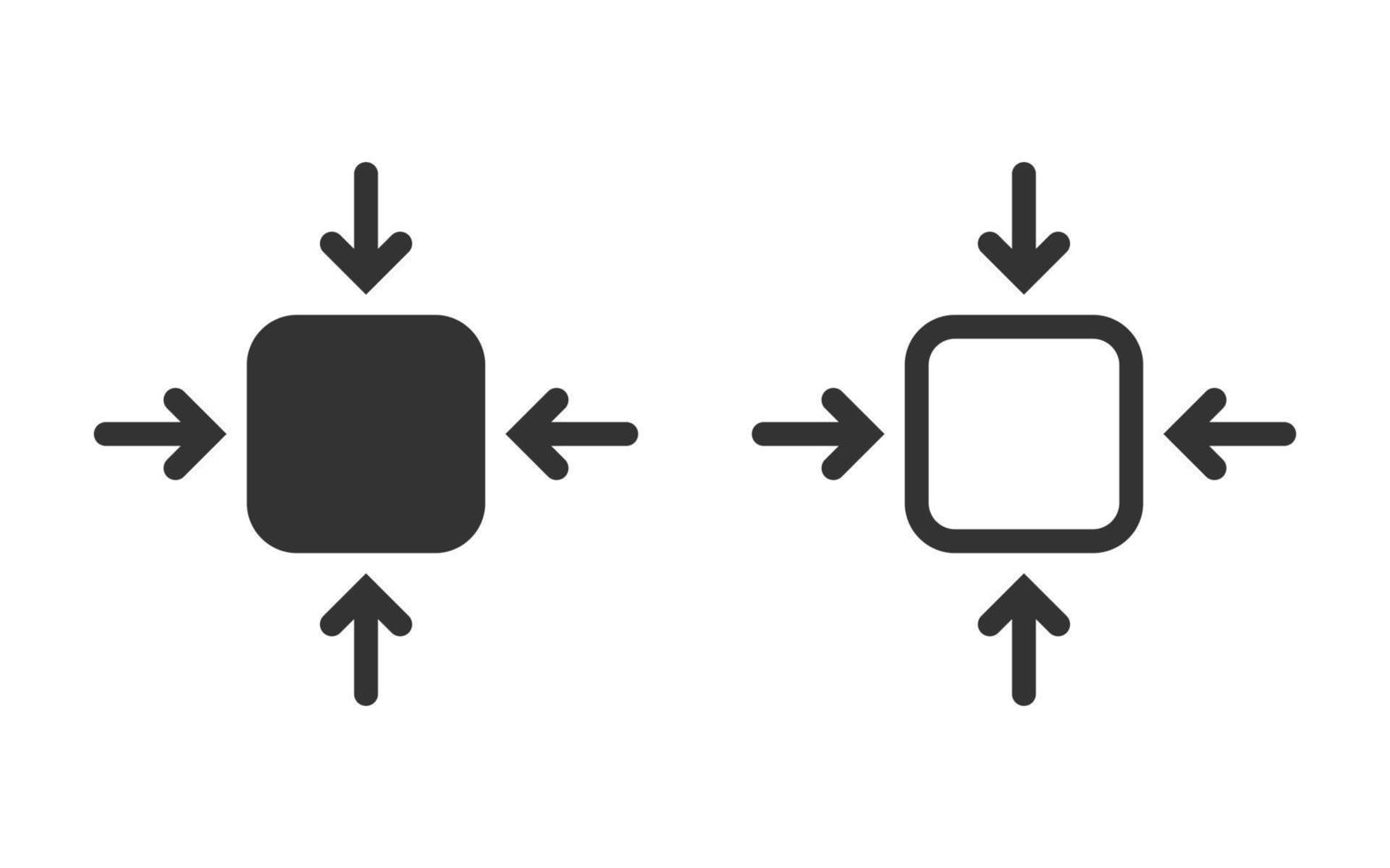 kompaktes Größensymbol im flachen Stil. Scale-Fit-Vektor-Illustration auf isoliertem Hintergrund. Größe ändern Schaltfläche Zeichen Geschäftskonzept. vektor