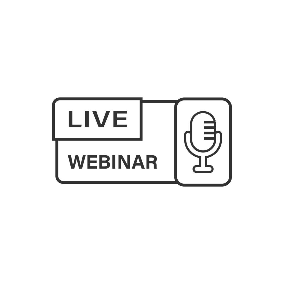 Live-Webinar-Symbol im flachen Stil. Online-Trainingsvektorillustration auf isoliertem Hintergrund. Konferenz-Stream-Zeichen-Geschäftskonzept. vektor