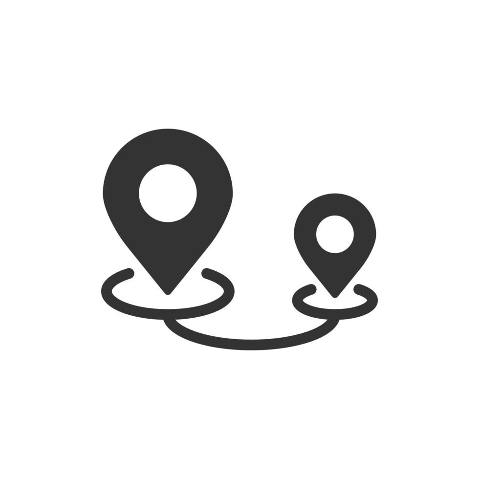 Karta stift ikon i platt stil. gps navigering vektor illustration på vit isolerat bakgrund. lokalisera placera företag begrepp.