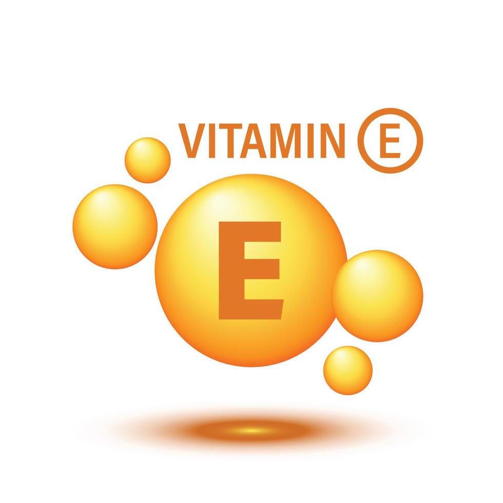 Vitamin-E-Symbol im flachen Stil. Pille-Kapsel-Vektor-Illustration auf weißem Hintergrund isoliert. Geschäftskonzept für die Hautpflege. vektor