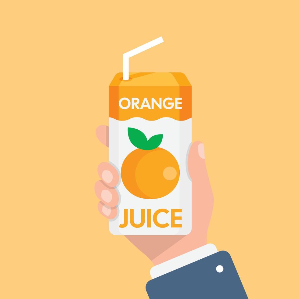 orange juice i hand ikon i platt stil. frukt dryck vektor illustration på isolerat bakgrund. citrus- dryck tecken företag begrepp.