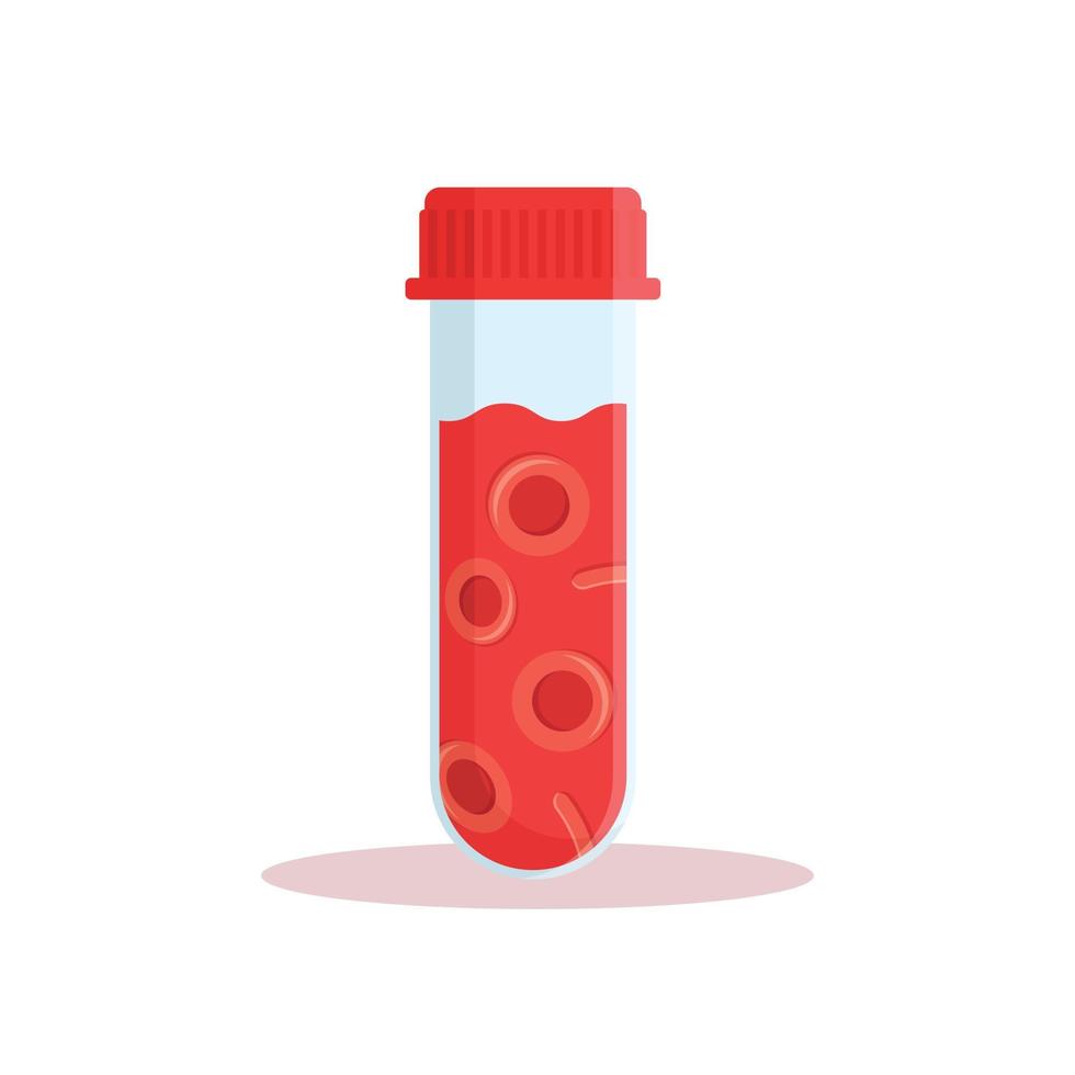 blod testa rör ikon i platt stil. hematologi vektor illustration på isolerat bakgrund. laboratorium flaska tecken företag begrepp.