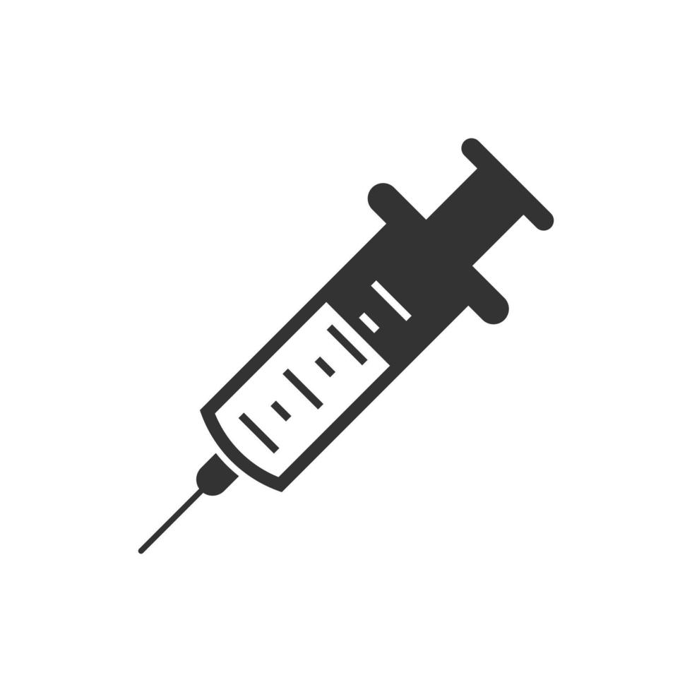 spruta ikon i platt stil. coronavirus vaccin injicera vektor illustration på isolerat bakgrund. covid-19 vaccination tecken företag begrepp.