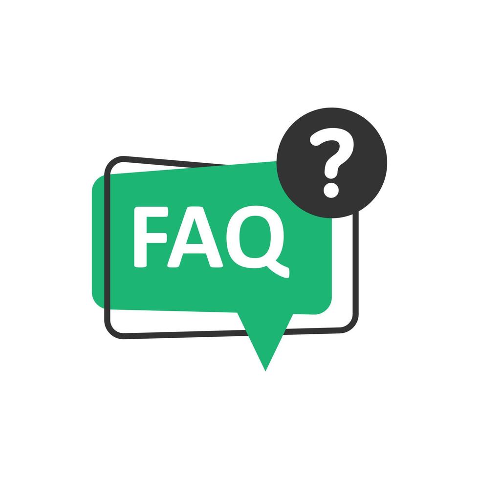 FAQ-Sprechblase-Symbol im flachen Stil. Frage-Vektor-Illustration auf weißem Hintergrund isoliert. Kommunikationszeichen Geschäftskonzept. vektor