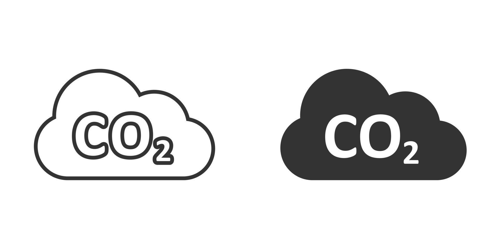 co2 utsläpp ikon i platt stil. moln katastrof vektor illustration på vit isolerat bakgrund. miljö tecken företag begrepp.