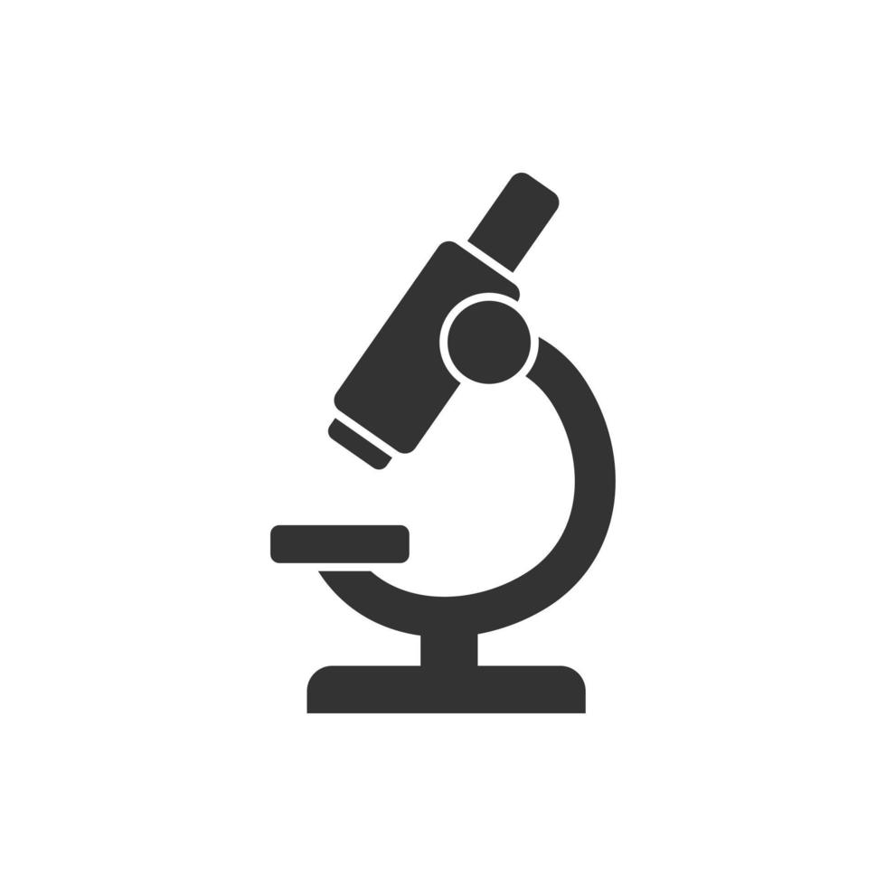mikroskop ikon i platt stil. laboratorium förstoringsglas vektor illustration på isolerat bakgrund. biologi instrument tecken företag begrepp.