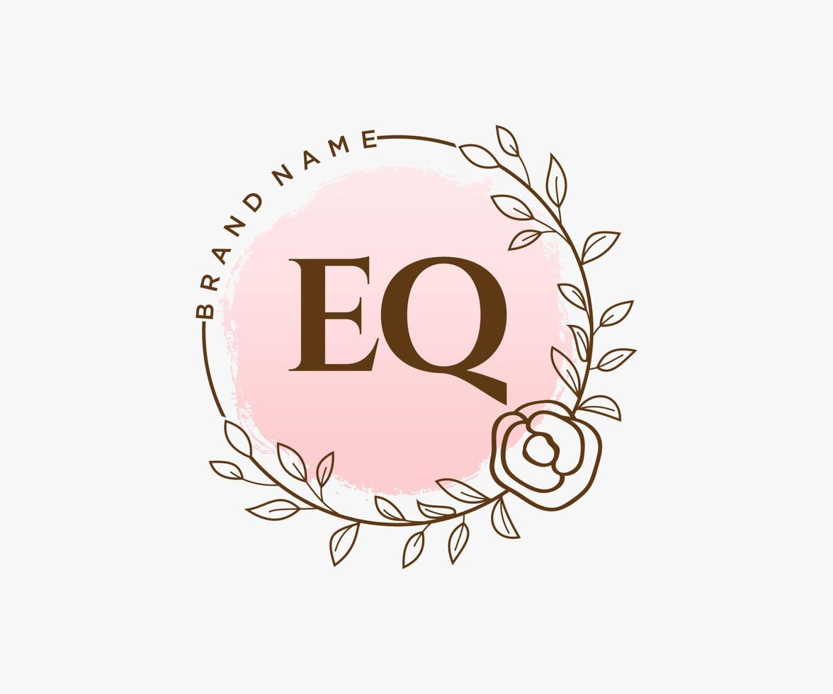 anfängliches eq feminines logo. verwendbar für Natur-, Salon-, Spa-, Kosmetik- und Schönheitslogos. flaches Vektor-Logo-Design-Vorlagenelement. vektor