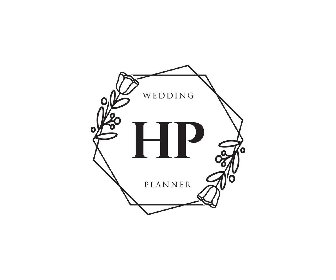 anfängliches weibliches HP-Logo. verwendbar für Natur-, Salon-, Spa-, Kosmetik- und Schönheitslogos. flaches Vektor-Logo-Design-Vorlagenelement. vektor