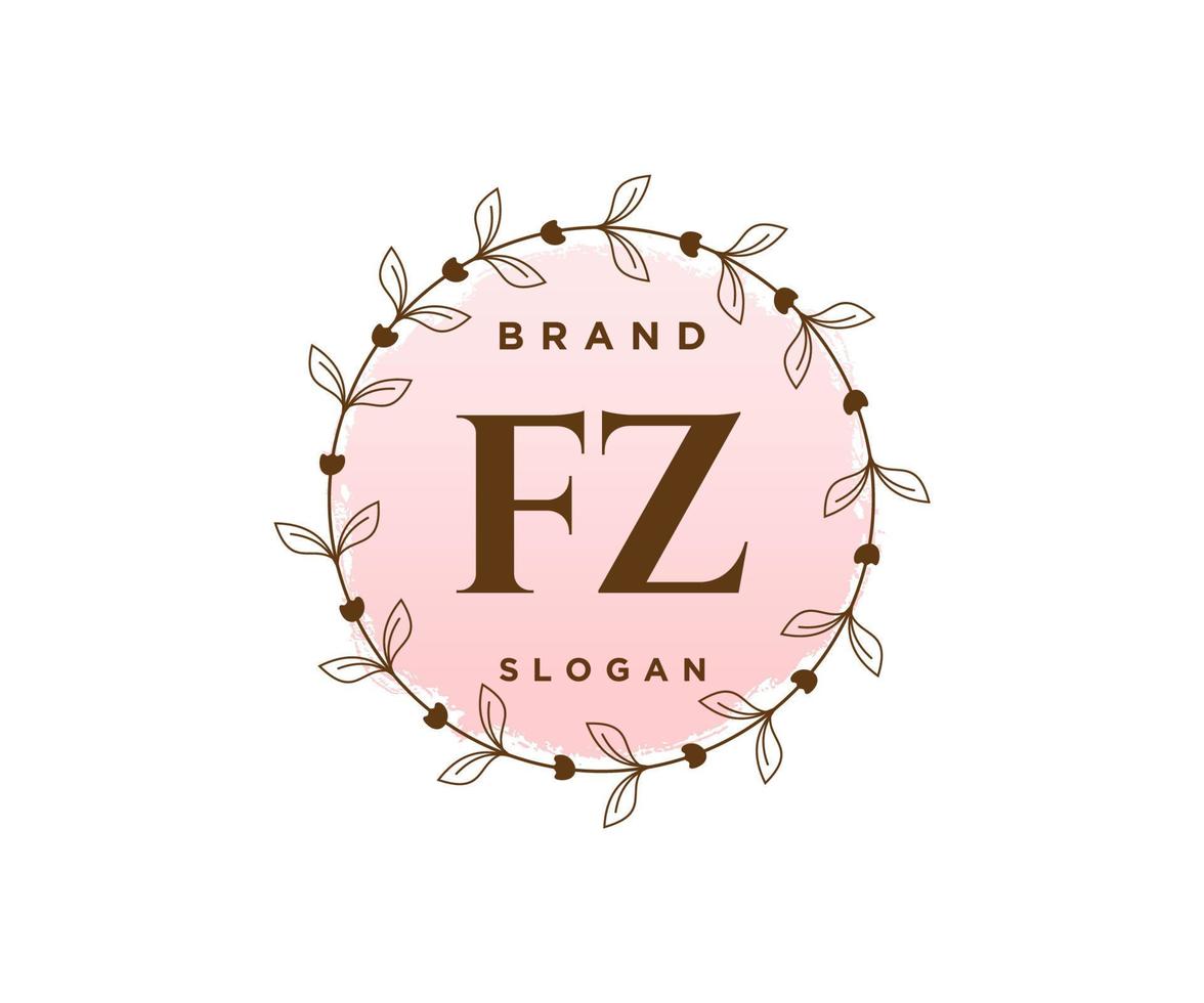 första F Z feminin logotyp. användbar för natur, salong, spa, kosmetisk och skönhet logotyper. platt vektor logotyp design mall element.