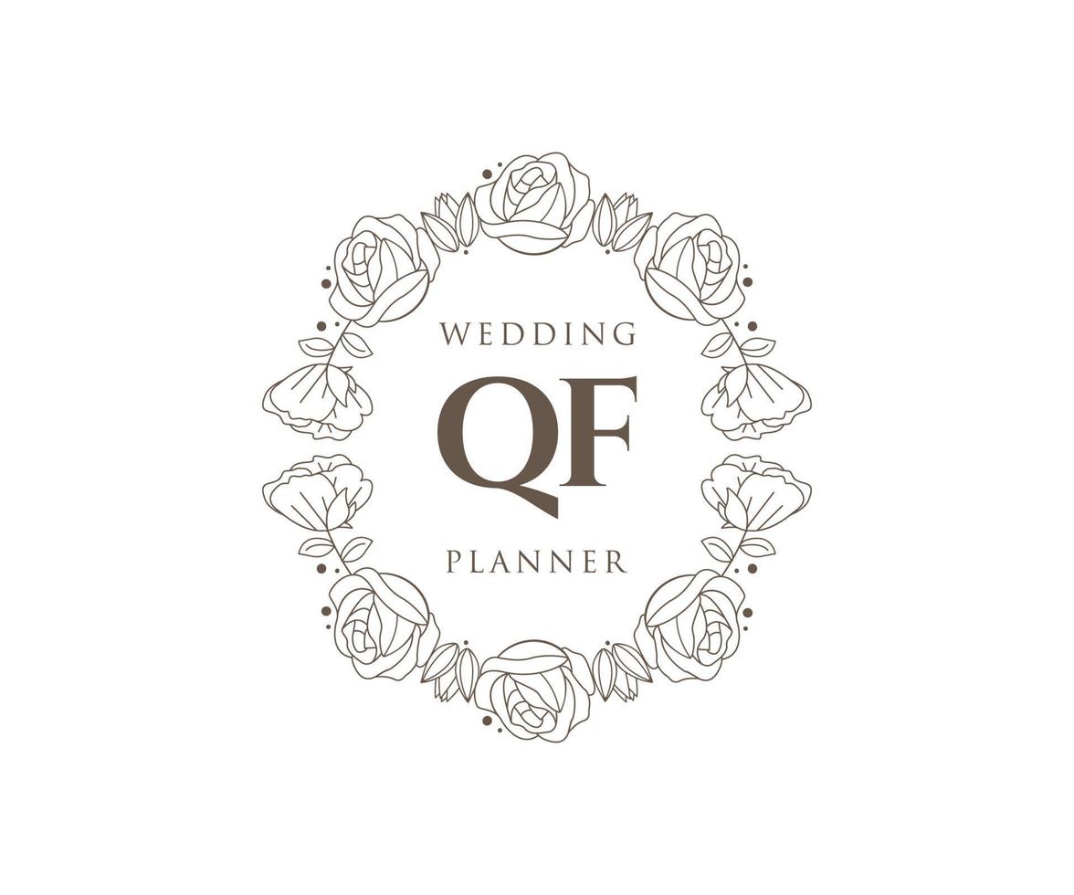 qf initialen brief hochzeitsmonogramm logos sammlung, handgezeichnete moderne minimalistische und florale vorlagen für einladungskarten, save the date, elegante identität für restaurant, boutique, café im vektor