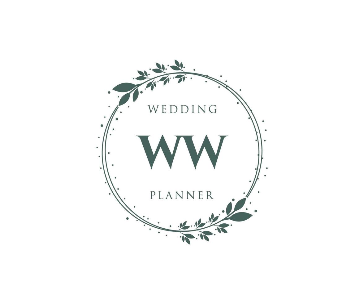 ww initialen brief hochzeitsmonogramm logos sammlung, handgezeichnete moderne minimalistische und florale vorlagen für einladungskarten, save the date, elegante identität für restaurant, boutique, café im vektor