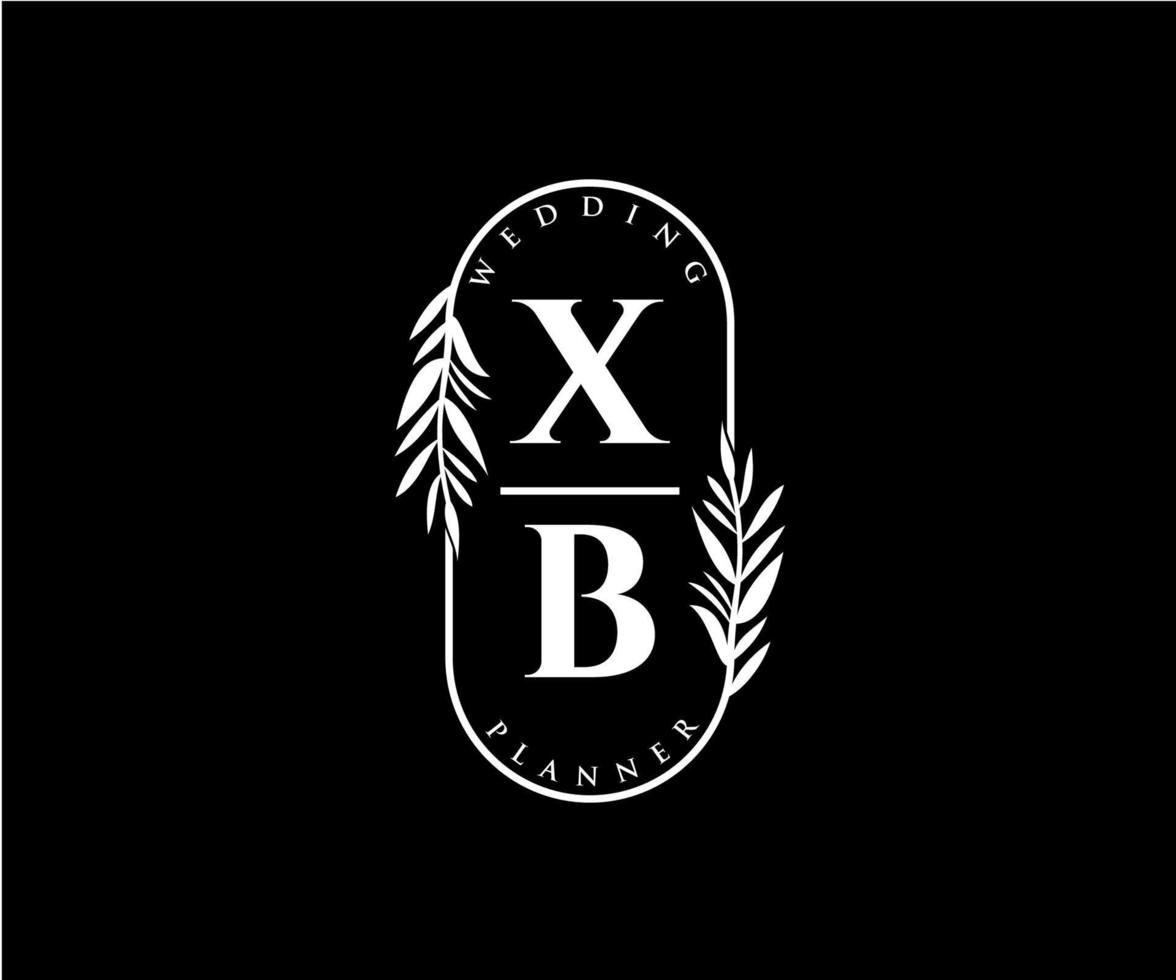 xb initialen brief hochzeitsmonogramm logos sammlung, handgezeichnete moderne minimalistische und florale vorlagen für einladungskarten, save the date, elegante identität für restaurant, boutique, café im vektor