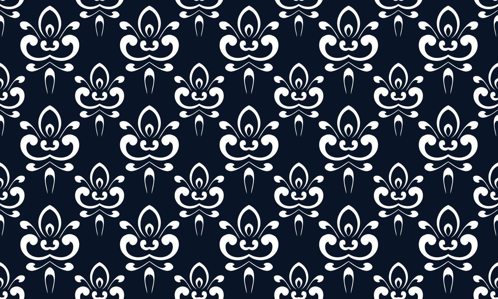 Damast Fleur de Lis Muster Schablone Vektor nahtlose Hintergrundbild Fleur de Lis Muster digitales Texturdesign für den Druck bedruckbare Stoff-Saree-Grenze.