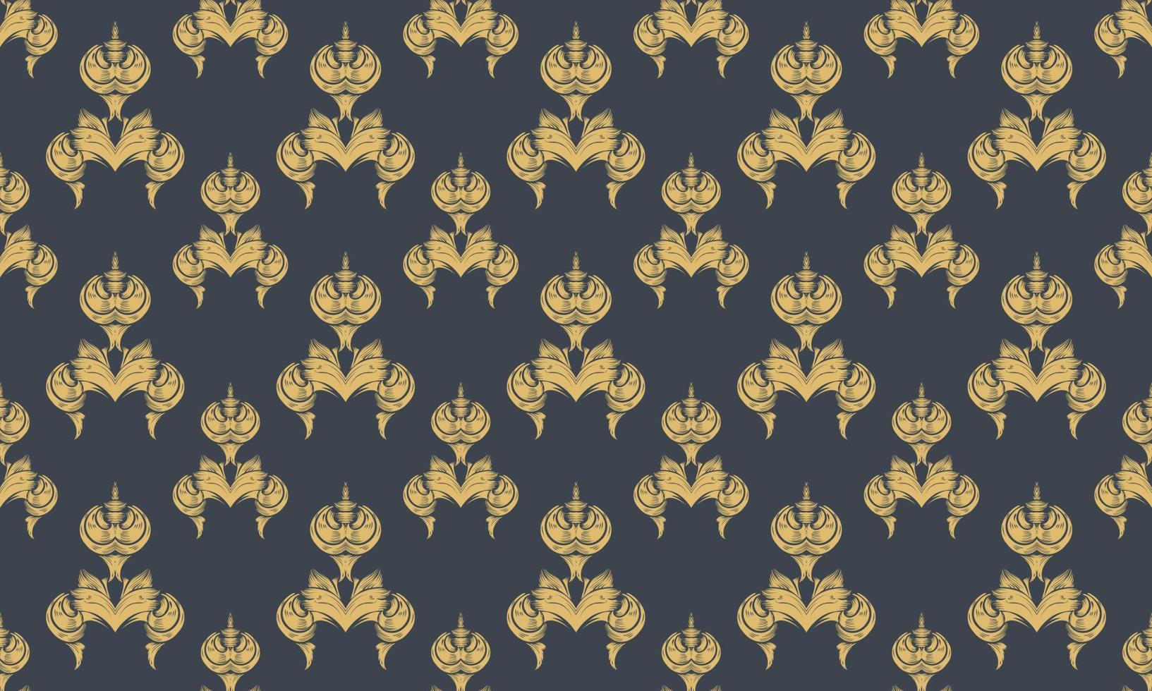 Damast Fleur de Lis Muster Tapete Vektor nahtloser Hintergrund Fleur de Lis Muster afrikanisches digitales Texturdesign für den Druck bedruckbarer Stoff Saree-Grenze.