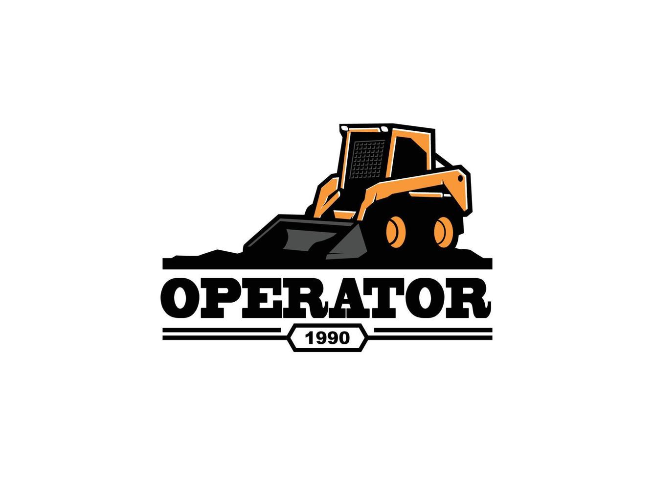 Kompaktlader Land Clearing Logo Vektor für Bauunternehmen. Schwermaschinenschablonen-Vektorillustration für Ihre Marke.
