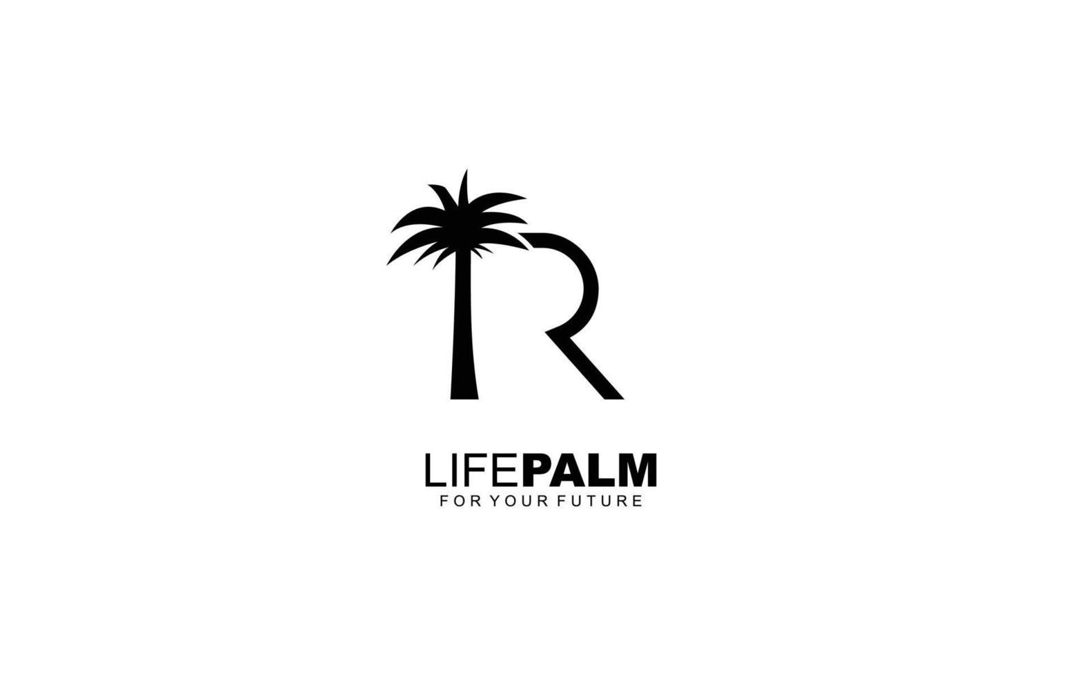 r-Logo-Palme für Identität. Baumschablonen-Vektorillustration für Ihre Marke. vektor