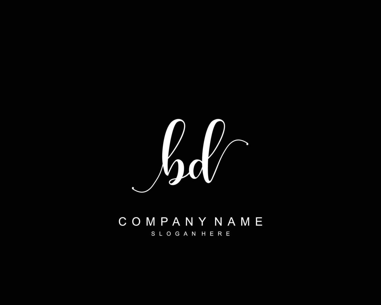 anfängliches bd-schönheitsmonogramm und elegantes logodesign, handschriftliches logo der ersten unterschrift, hochzeit, mode, blumen und botanik mit kreativer vorlage. vektor