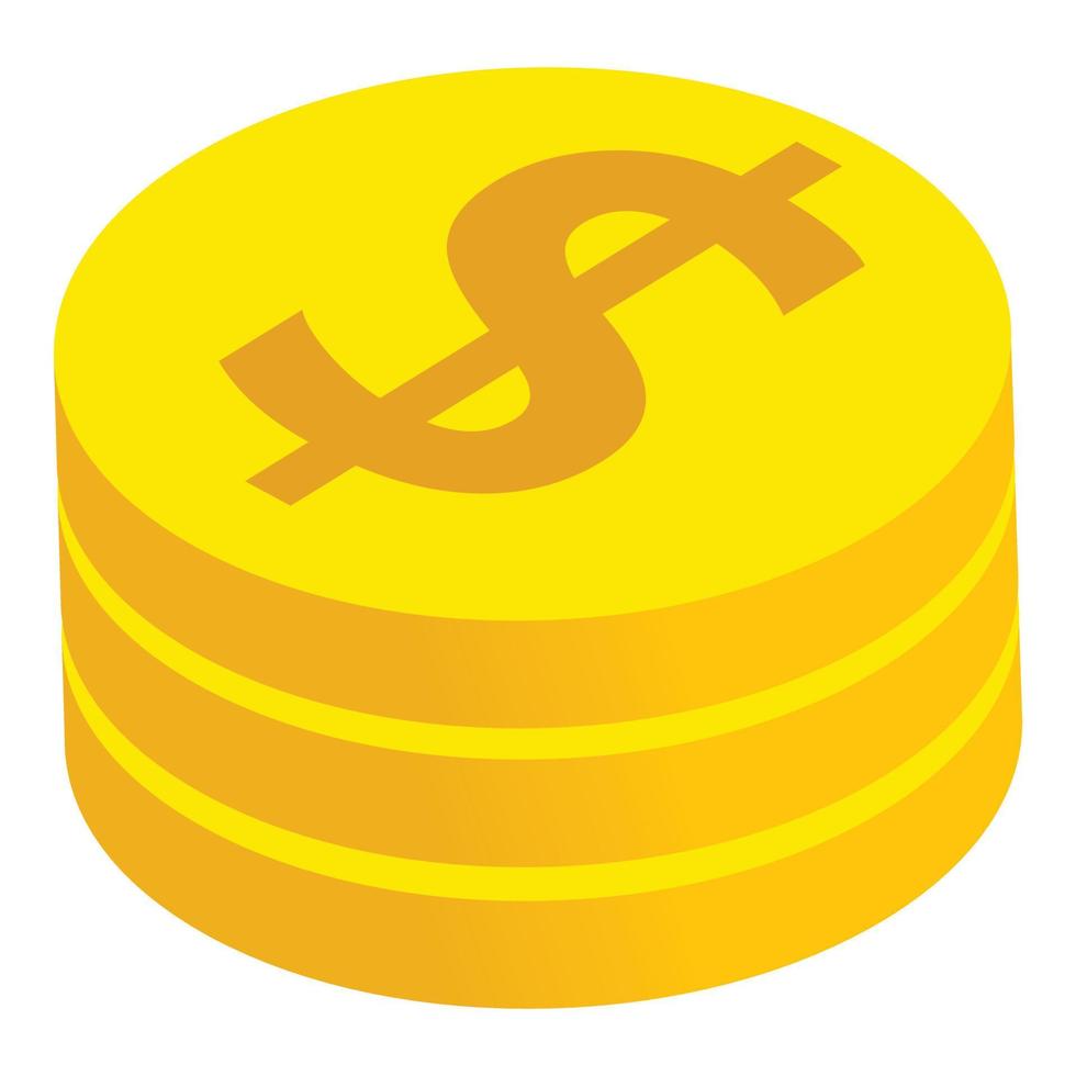 stack mynt ikon isometrisk vektor. tre gyllene mynt dollar tecken vektor