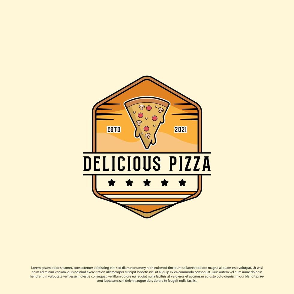 Köstliche Pizza-Shop-Logo-Abzeichen-Design-Illustrationen vektor