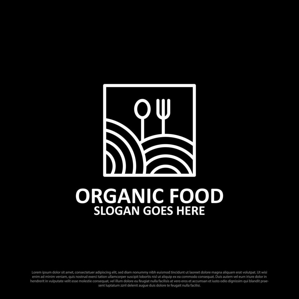 Natur- und Bio-Logo-Design - grüne und vegane Food-Square-Konzepte vektor